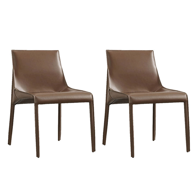 Modern Style Dining Chair Leather Solid Back Side Chair for Dining Room
