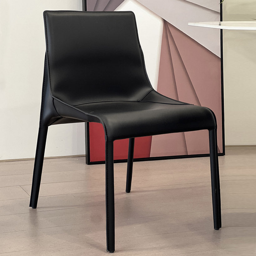 Modern Style Dining Chair Leather Solid Back Side Chair for Dining Room