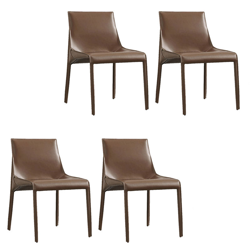 Modern Style Dining Chair Leather Solid Back Side Chair for Dining Room
