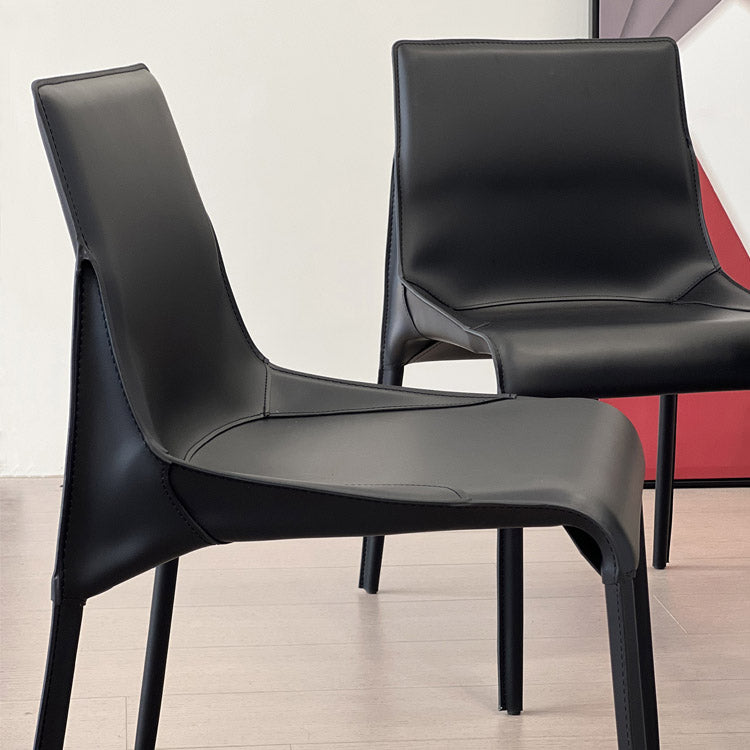 Modern Style Dining Chair Leather Solid Back Side Chair for Dining Room