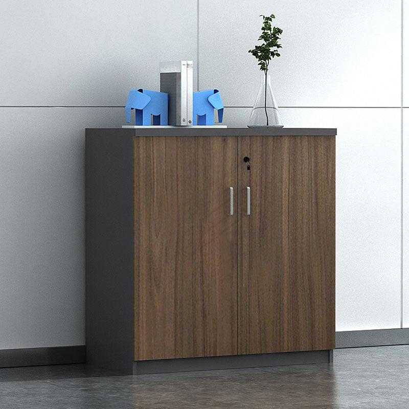 Nordic Lateral Filing Cabinet Brown Wooden Frame Key Locking File Cabinet
