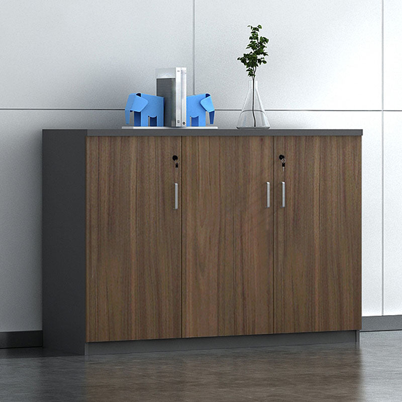 Nordic Lateral Filing Cabinet Brown Wooden Frame Key Locking File Cabinet