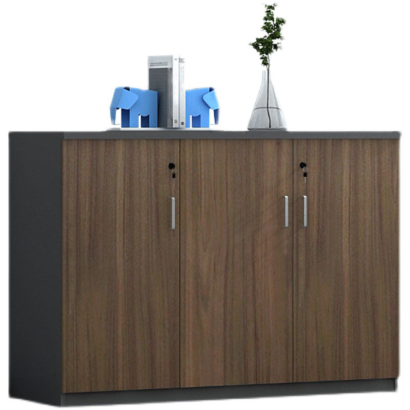 Nordic Lateral Filing Cabinet Brown Wooden Frame Key Locking File Cabinet