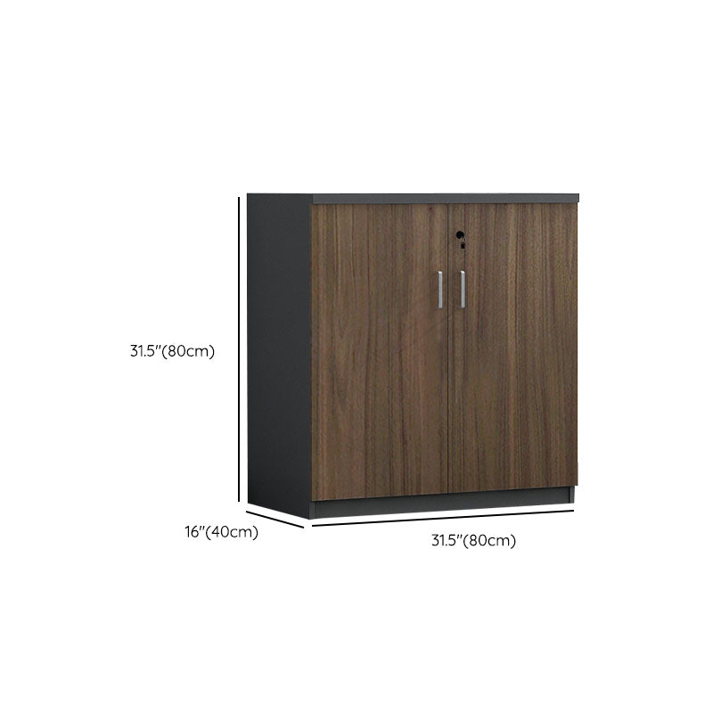Nordic Lateral Filing Cabinet Brown Wooden Frame Key Locking File Cabinet