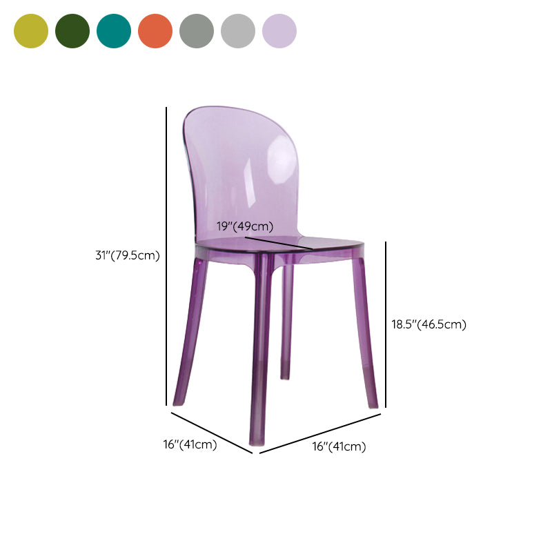 Acrylic Contemporary Kitchen Armless Chairs 16.1" Wide Parsons Chair
