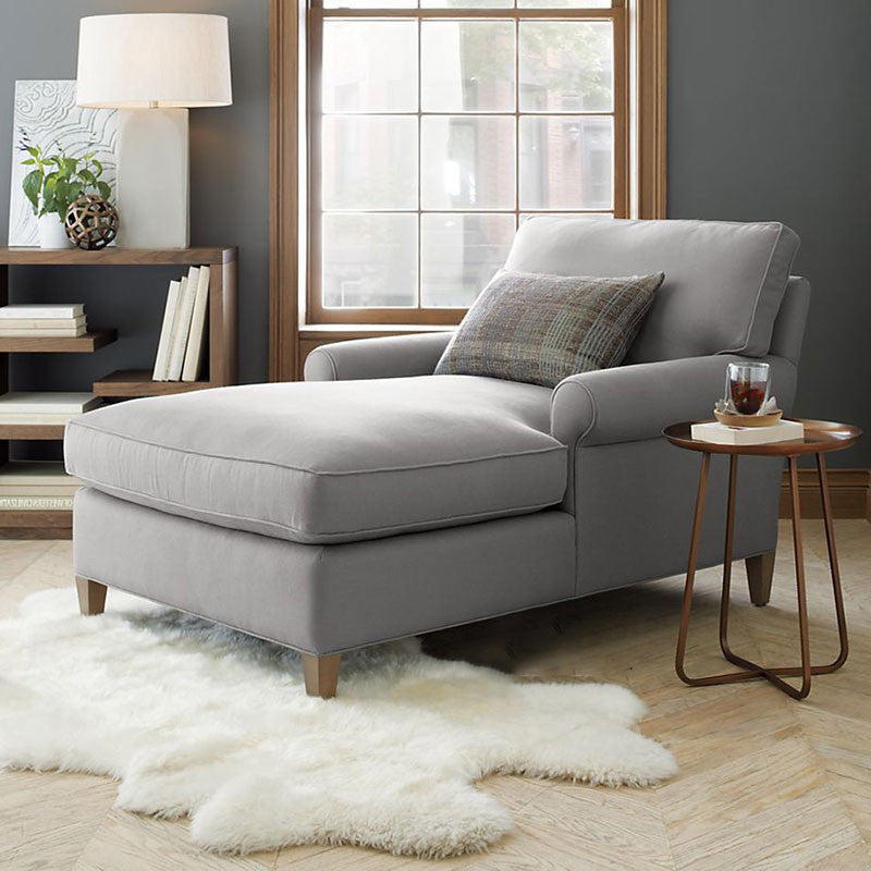 Modern Cushioned Chaise Lounge Rolled Arms Chaise for Bedroom