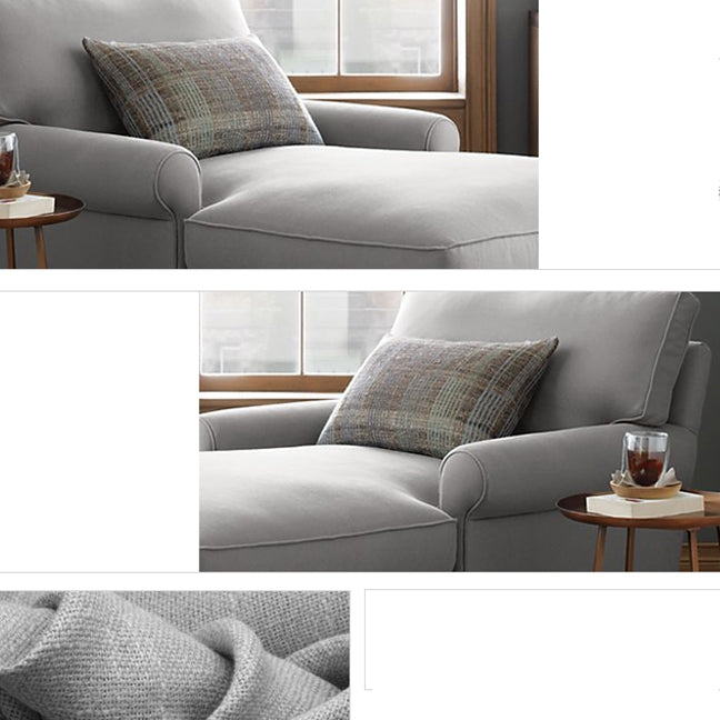 Modern Cushioned Chaise Lounge Rolled Arms Chaise for Bedroom