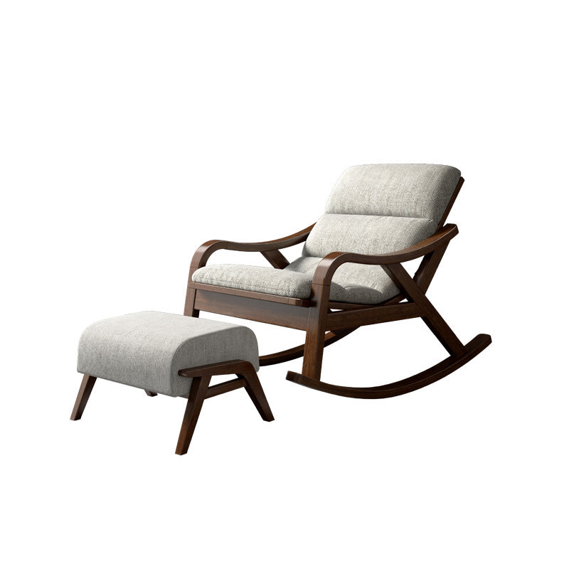 Contemporary Solid Wood Recliner Chair in Solid Color with Wooden Legs