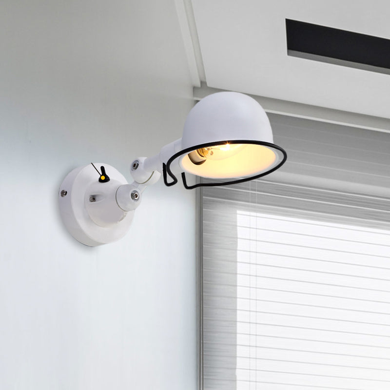 Luce d'illuminazione a parete a parete a cupola metallica 1 camera da letto leggera Light Sconce Right Sconce con anello in bianco/rosso