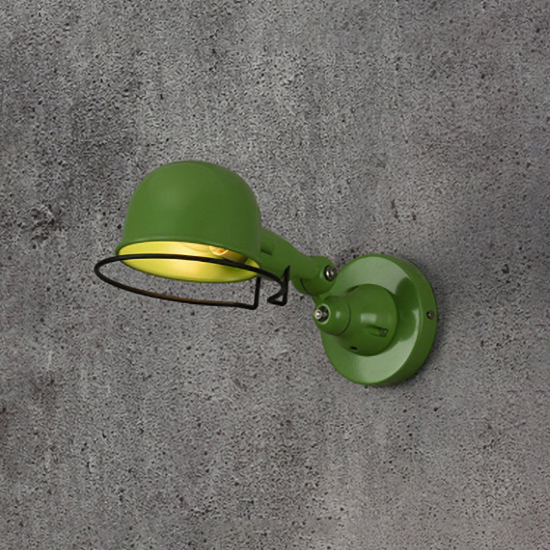 Luce d'illuminazione a parete a parete a cupola metallica 1 camera da letto leggera Light Sconce Right Sconce con anello in bianco/rosso