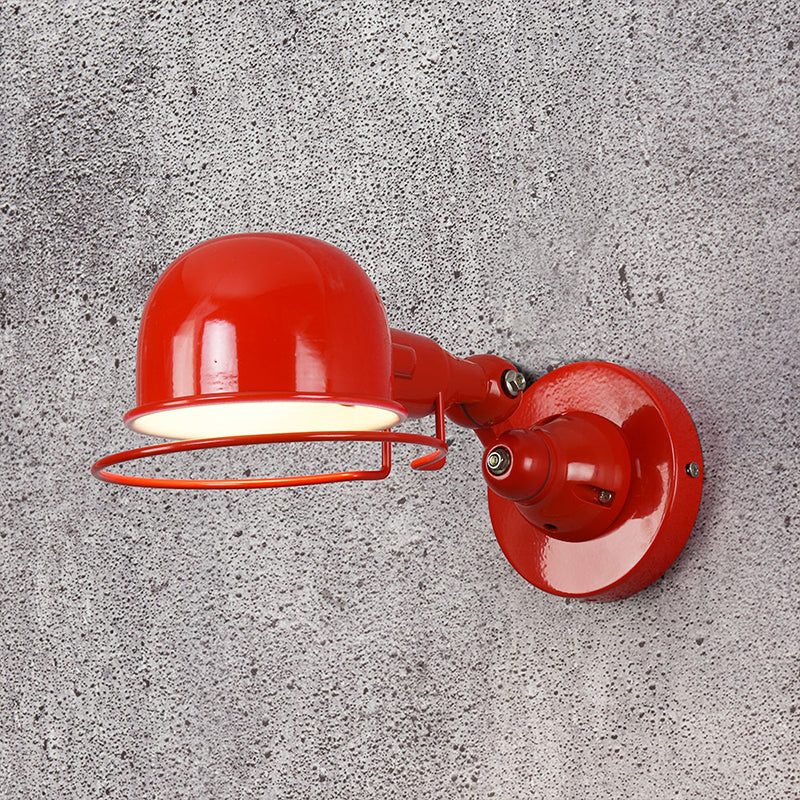 Luce d'illuminazione a parete a parete a cupola metallica 1 camera da letto leggera Light Sconce Right Sconce con anello in bianco/rosso