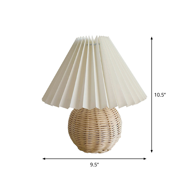 Ball Bamboo Rattan Table Light Modernist 1 Bulb White Night Lampada con cento per la piega