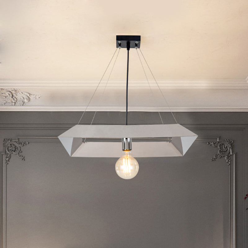 Geometric Frame Suspension Light Modern Metal 1 Light Bedroom Ceiling Pendant Lamp in White