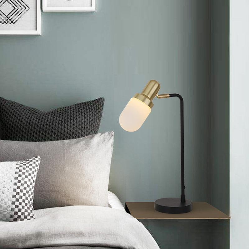 1 tête de chevet de chevet post post moderne lampe de nuit noire et or moderne avec capsule ombre en verre givré