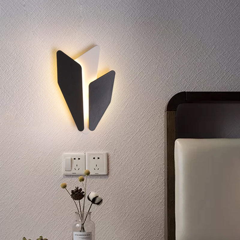 Splicing Bedside Wall Light Sconce Metal LED Contemporary Wall Mount Lamp Fixture in Black, Warm/White Light