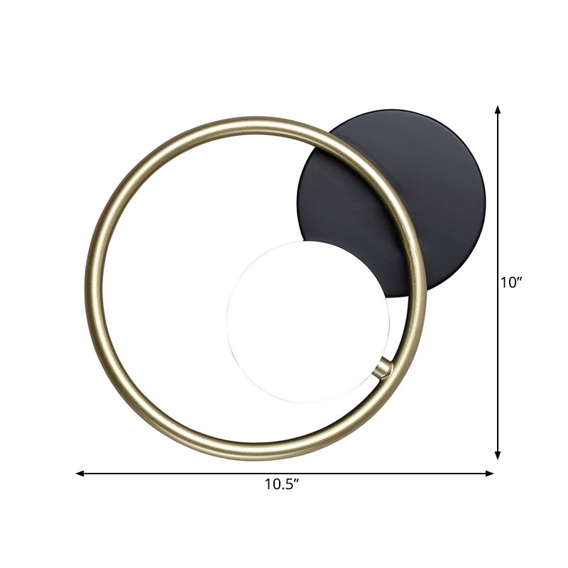 Gouden en zwarte ring wand gemonteerd licht postmodern 1-licht metallic sconce lamp armatuur