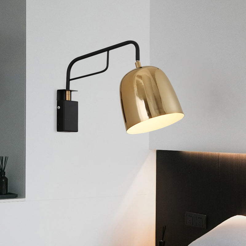 Éclairage d'applications murales de dôme post métal moderne 1 ampoule Black and Gold Mur Mount LAMPE AVEC BALD BRAU