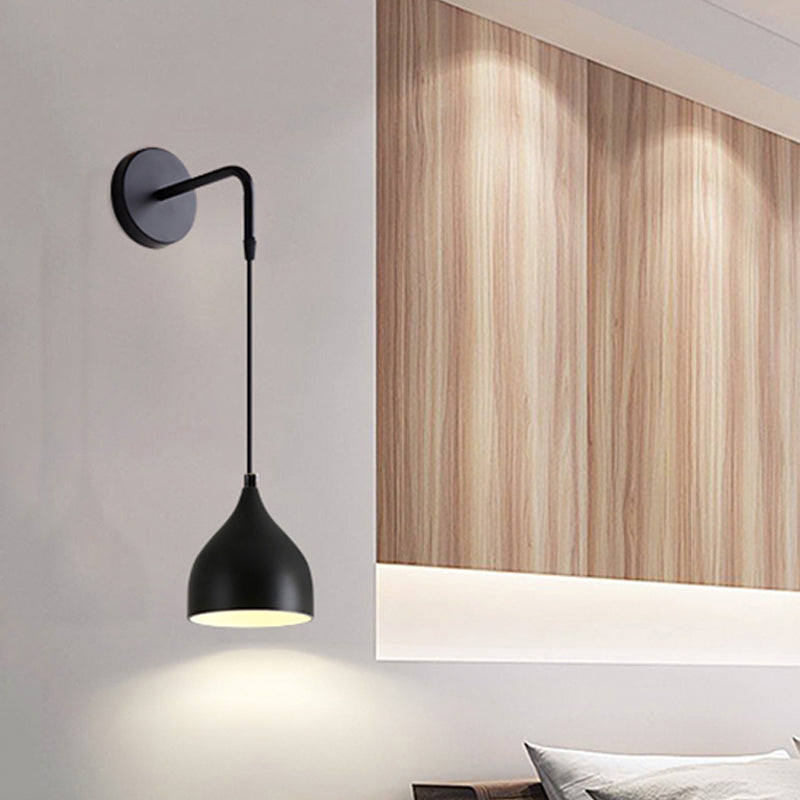White/Black Finish Urn Shape Wall Mount Light Modern 1 Light Iron Wall Pendant Lamp for Bedside