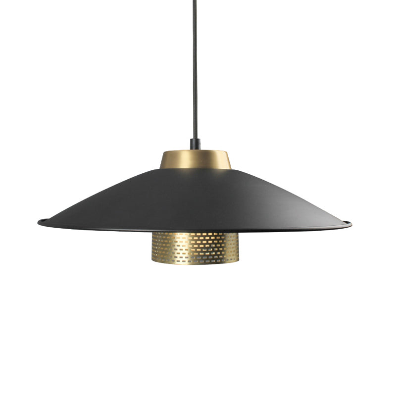 Black Finish Wide Flare Ceiling Light Modernist 1 Head Metal Hanging Pendant Lamp for Restaurant