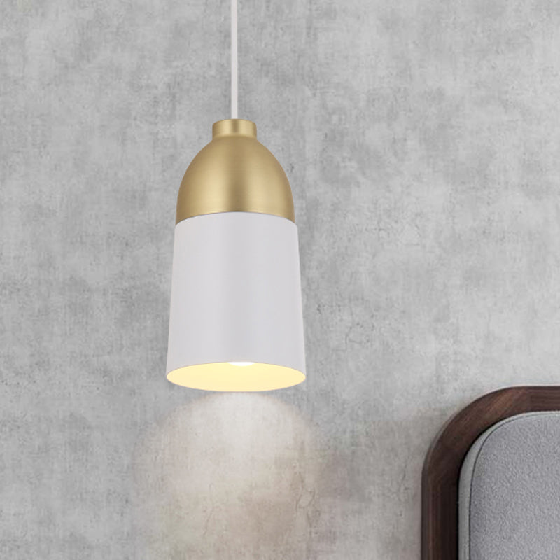 White and Gold Half Capsule Pendant Lamp Postmodern 1 Head Metal Ceiling Suspension Light