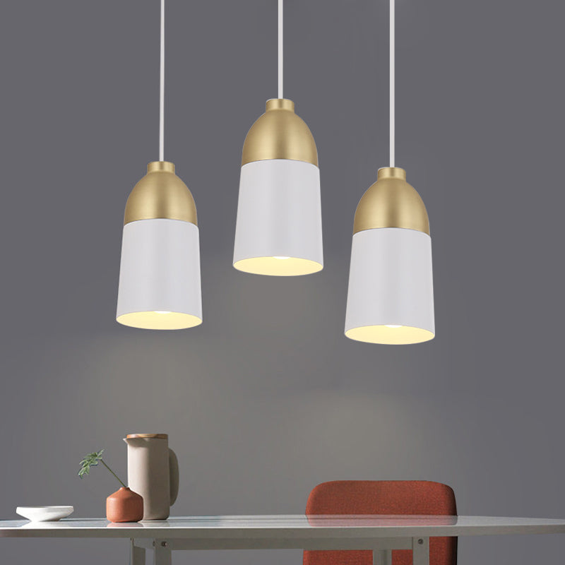 White and Gold Half Capsule Pendant Lamp Postmodern 1 Head Metal Ceiling Suspension Light