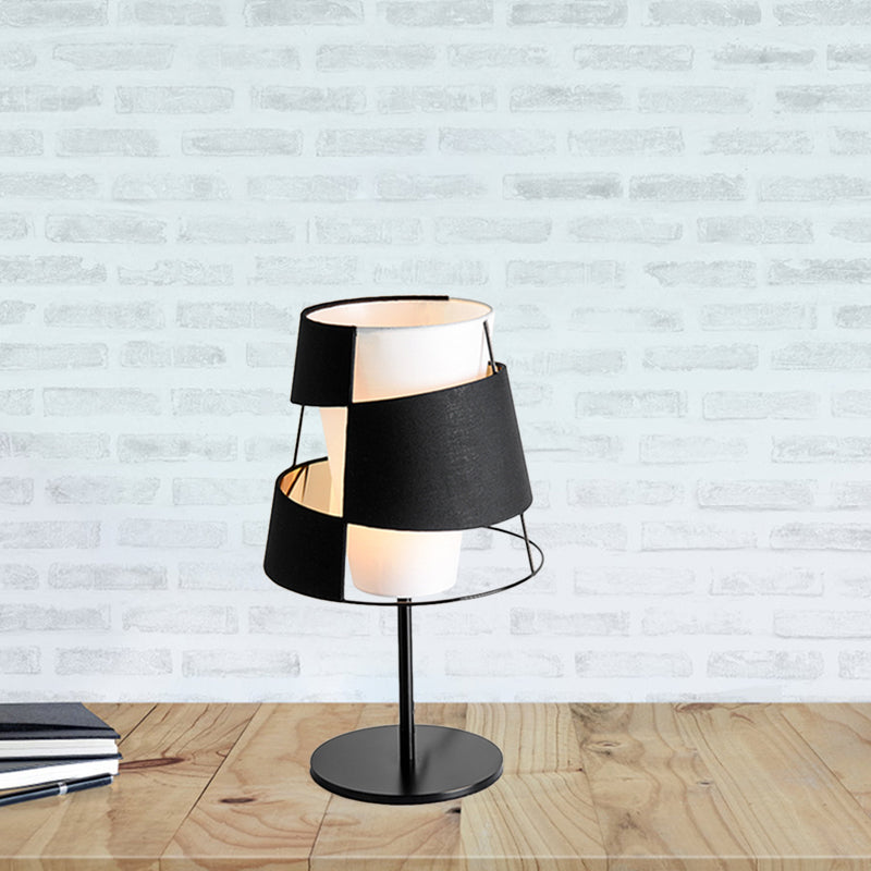 Laser Cut Barrel Metallic Table Light Modernist 1 Head White and Black Finish Nightstand Lamp