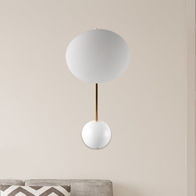 Éclairage mural de lecture de disque blanc Postmoderne LED Metallique Mall Lampe murale avec plaque arrière semi-cercle