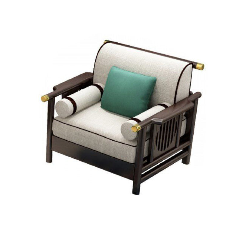 Contemporary Solid Wood Frame Cotton Blend Sofa in Brown For Living Room