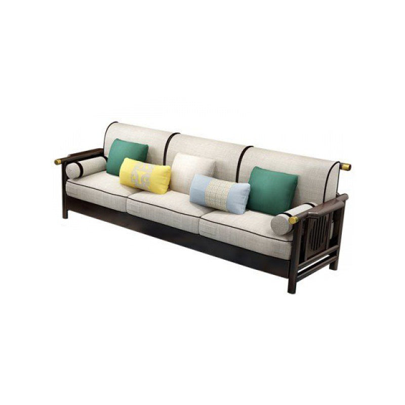 Contemporary Solid Wood Frame Cotton Blend Sofa in Brown For Living Room