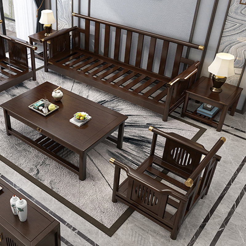 Contemporary Solid Wood Frame Cotton Blend Sofa in Brown For Living Room
