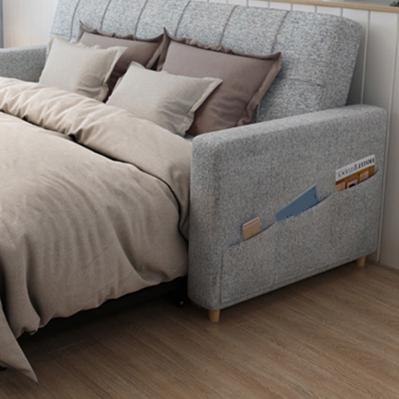 Contemporary Futon Sleeper Sofa Bed with Storage and Square Arms
