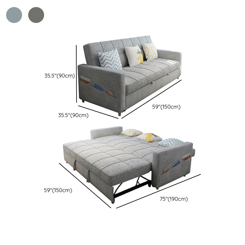 Contemporary Futon Sleeper Sofa Bed with Storage and Square Arms