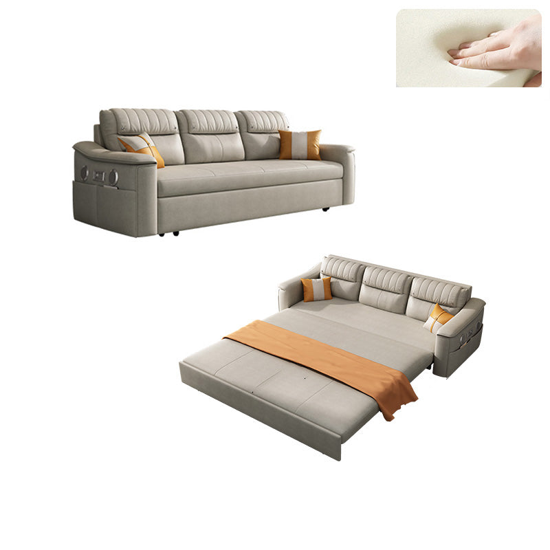 Glam Style Grey Futon Sleeper Sofa Bed with Storage and Pillow Back