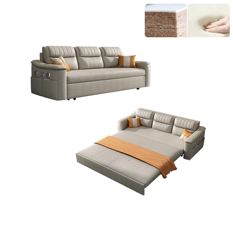 Glam Style Grey Futon Sleeper Sofa Bed with Storage and Pillow Back