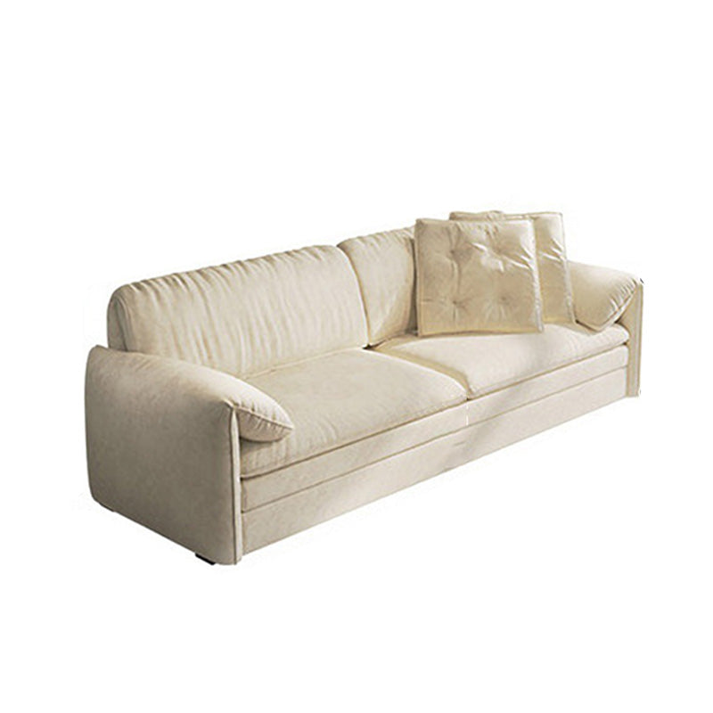 Glam Style White Futon Sleeper Sofa Bed in Velvet with Storage