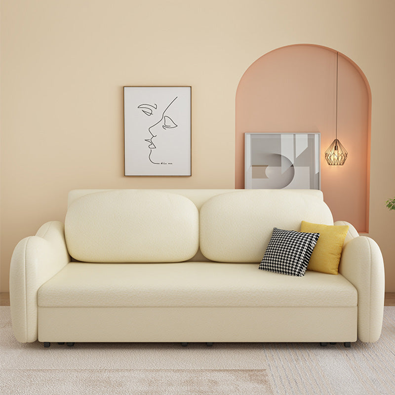 Contemporary Beige Sleeper Sofa with Pillow Back in Bonded Leather