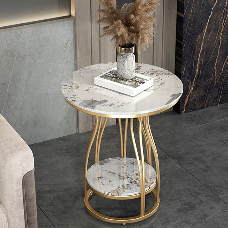 2-Tier Modern Metal Round Side Table 19.7-inch End Table with Shelf