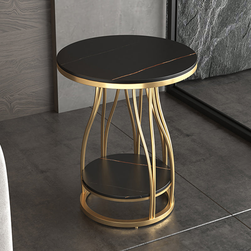 2-Tier Modern Metal Round Side Table 19.7-inch End Table with Shelf
