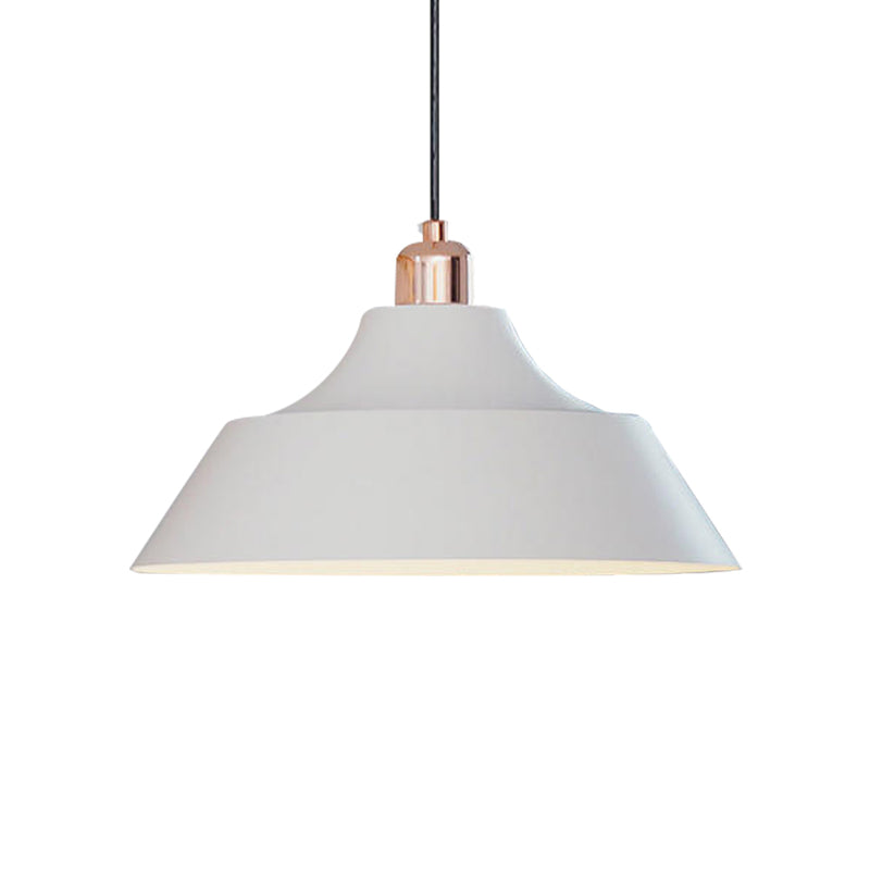 Lampada a pendola moderna per finitura bianca moderna sala da pranzo a 1 testa con tonalità di ferro da fienile