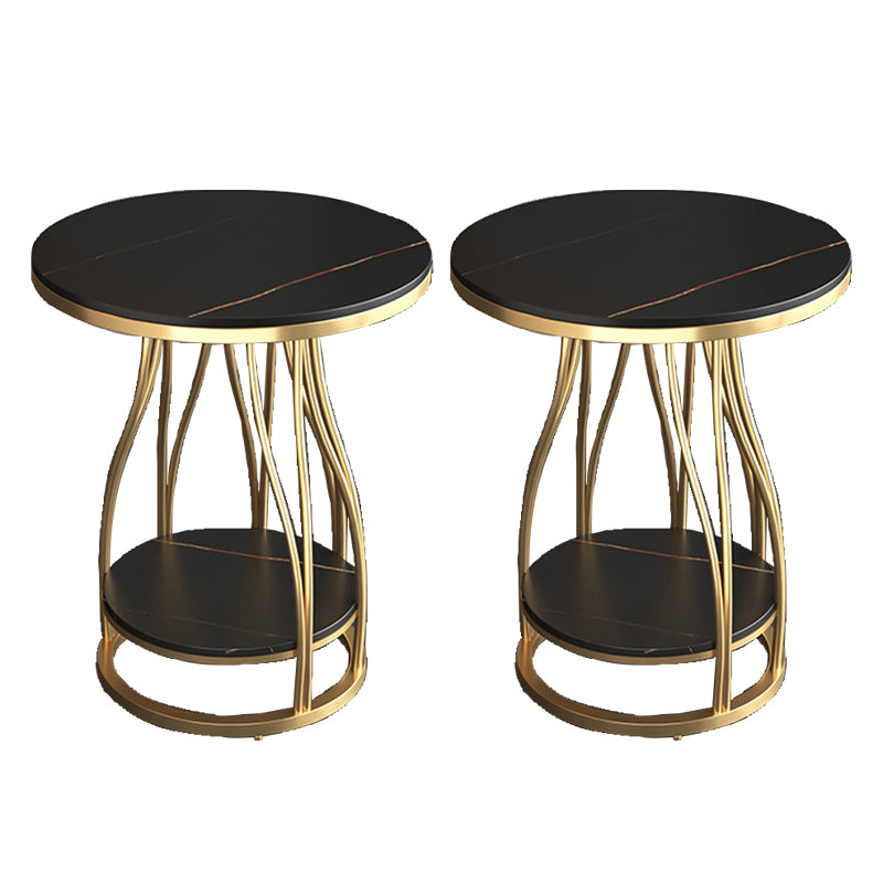 2-Tier Modern Metal Round Side Table 19.7-inch End Table with Shelf