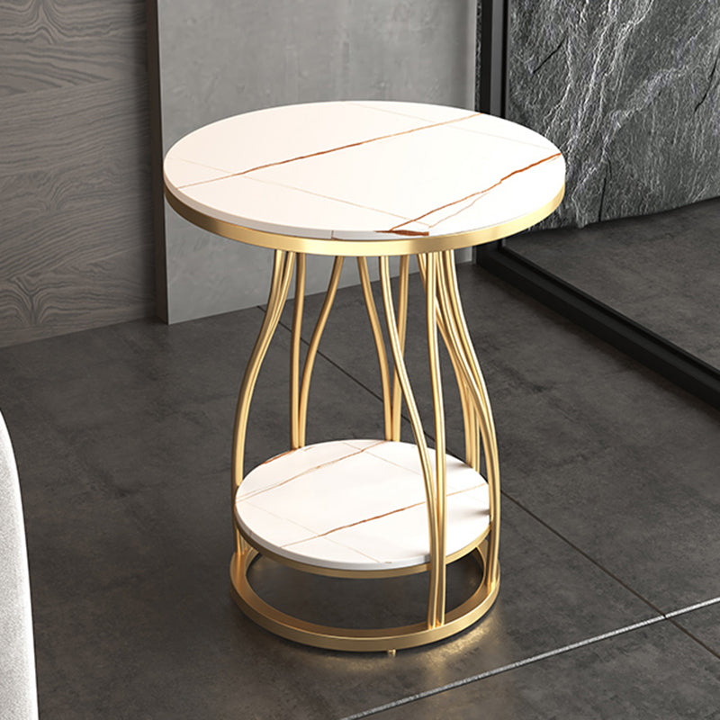 2-Tier Modern Metal Round Side Table 19.7-inch End Table with Shelf