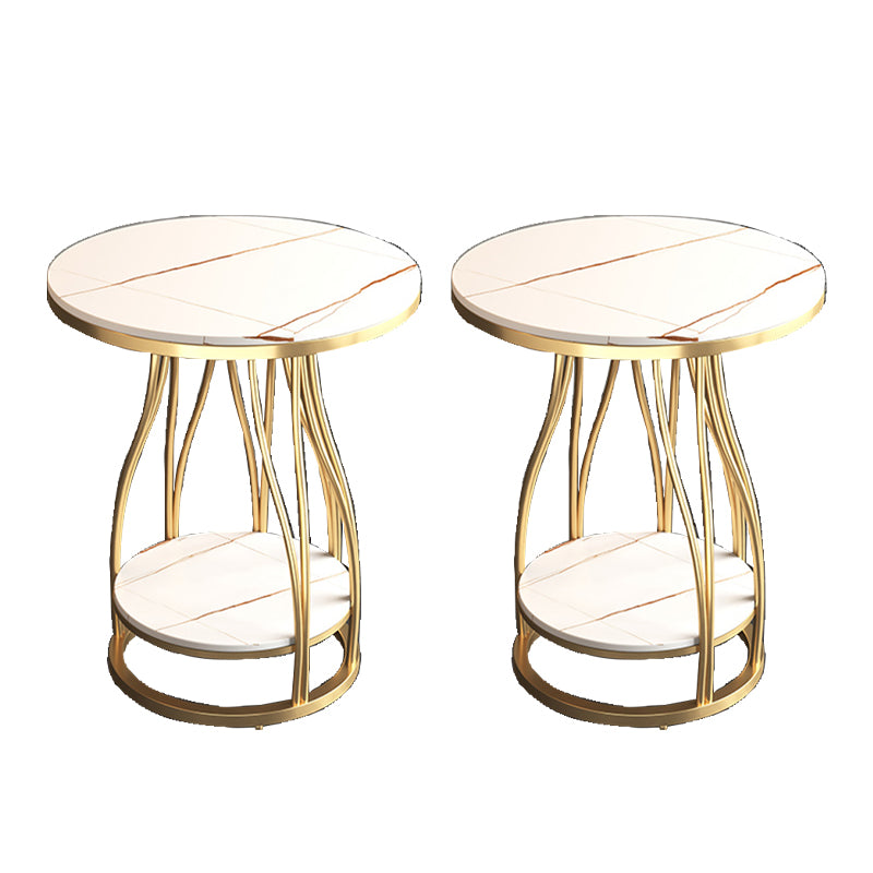 2-Tier Modern Metal Round Side Table 19.7-inch End Table with Shelf