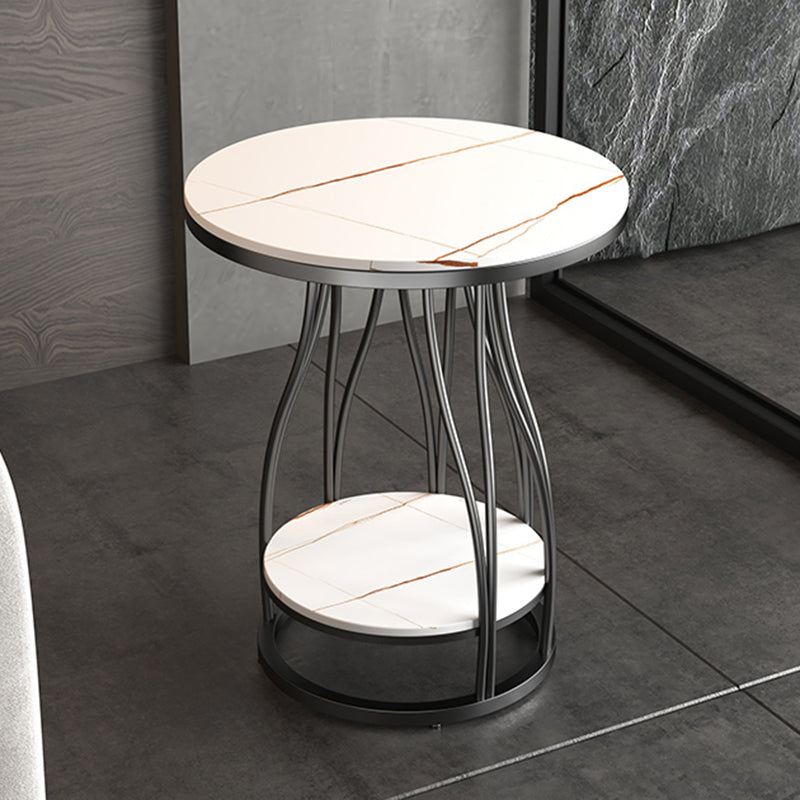 2-Tier Modern Metal Round Side Table 19.7-inch End Table with Shelf
