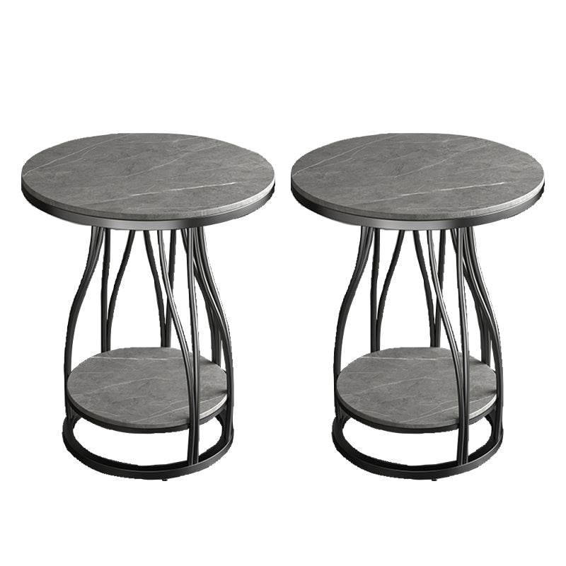 2-Tier Modern Metal Round Side Table 19.7-inch End Table with Shelf