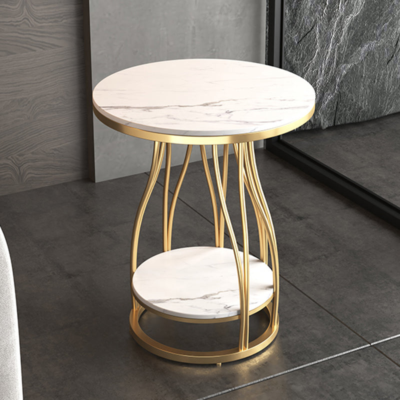 2-Tier Modern Metal Round Side Table 19.7-inch End Table with Shelf