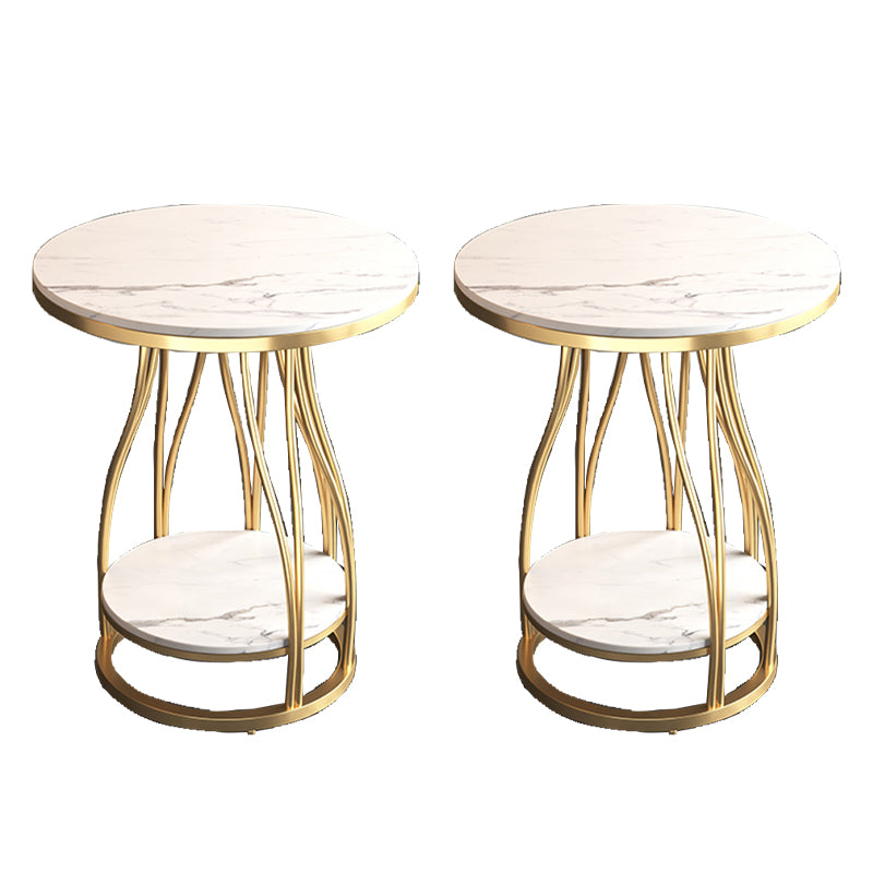 2-Tier Modern Metal Round Side Table 19.7-inch End Table with Shelf