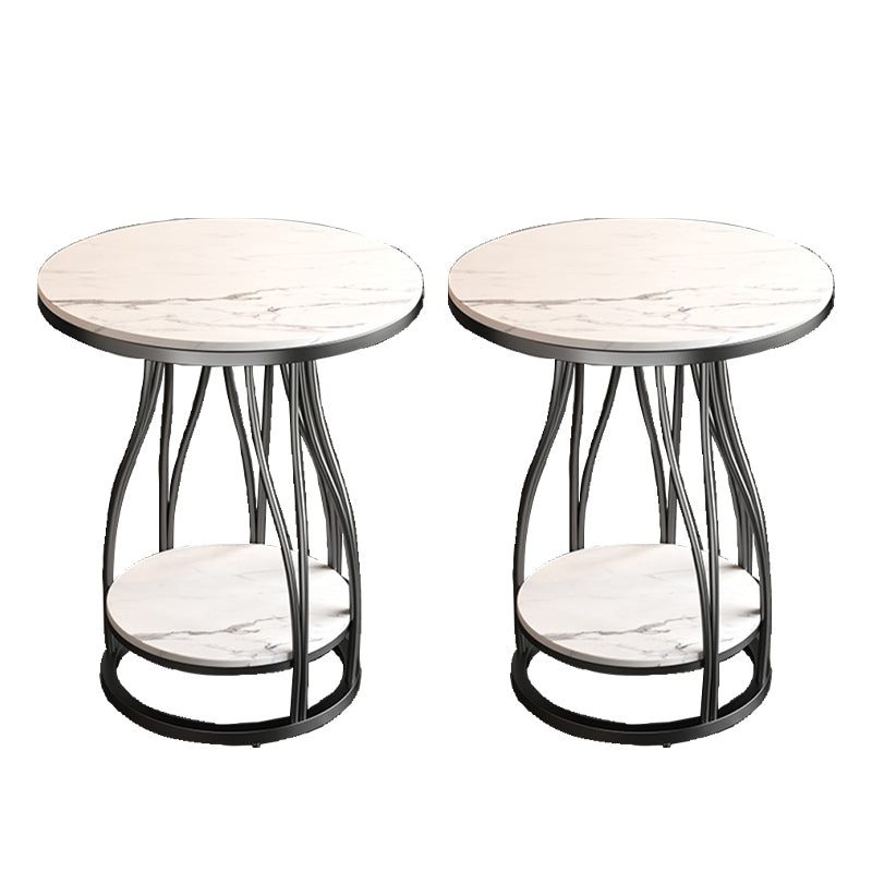 2-Tier Modern Metal Round Side Table 19.7-inch End Table with Shelf