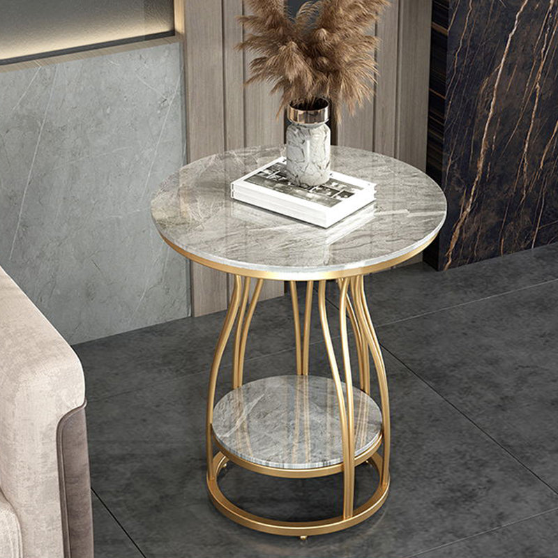 2-Tier Modern Metal Round Side Table 19.7-inch End Table with Shelf