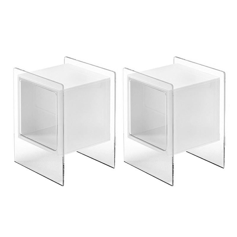 Rectangular Acrylic End Table Set with Storage Modern Simple 21.65" Tall Side Table