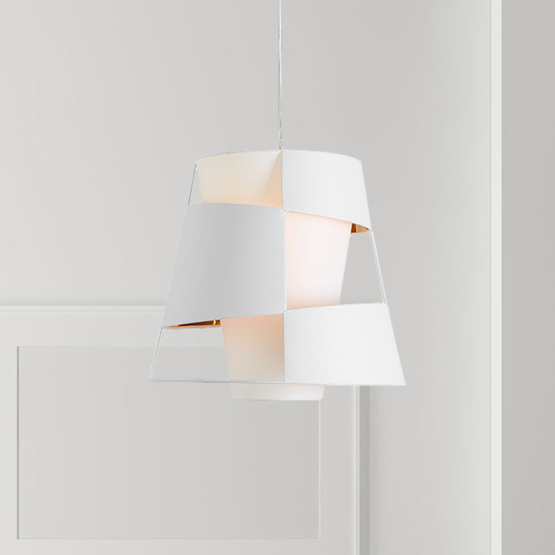 White/Black Barrel Hanging Light Modernism 1 Bulb Metal Ceiling Pendant Lamp with Laser Cut Design